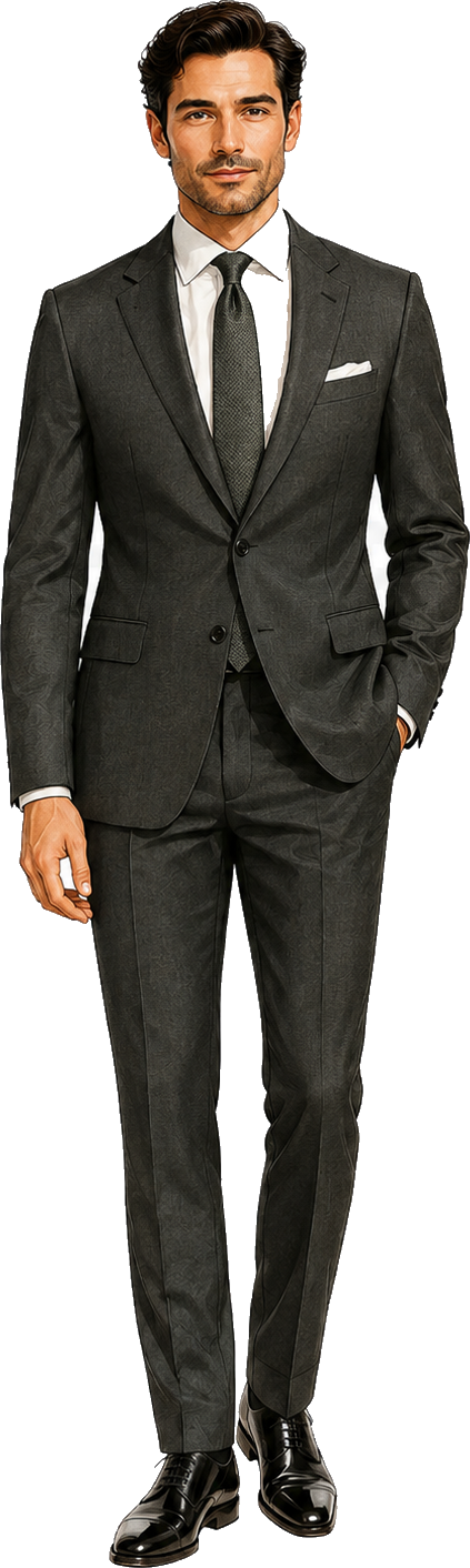 Traje gris carbón con corbata